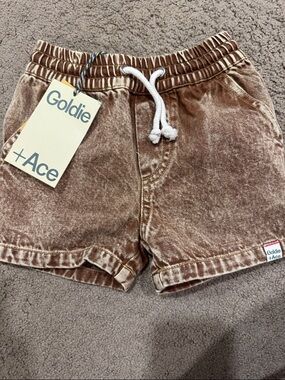 Goldie Tan Washed Drawstring Kids' Shorts